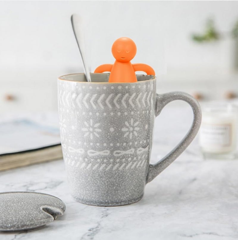 Leden Tea Infuser Cute Tea Strainer for Loose Leaf Tea Stainless Steel Fine Mesh Tea Ball Steeper with Silicone Lid for Mug and Cup, Orange - Image 1