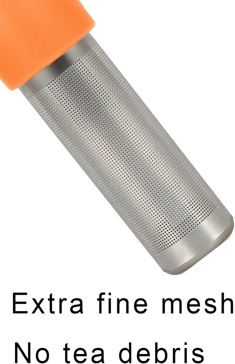 Leden Tea Infuser Cute Tea Strainer for Loose Leaf Tea Stainless Steel Fine Mesh Tea Ball Steeper with Silicone Lid for Mug and Cup, Orange - Image 4