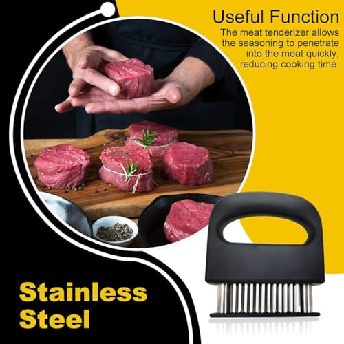 TURBID Meat Tenderizer with 48 Stainless Steel Ultra Sharp Needle Blades, Kitchen Cooking Tool Best for Tenderizing, BBQ, Marinade - Image 4