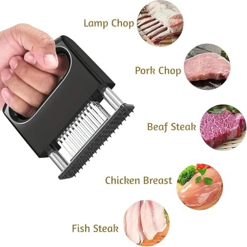 TURBID Meat Tenderizer with 48 Stainless Steel Ultra Sharp Needle Blades, Kitchen Cooking Tool Best for Tenderizing, BBQ, Marinade - Image 5