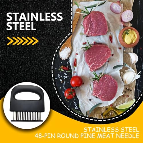 TURBID Meat Tenderizer with 48 Stainless Steel Ultra Sharp Needle Blades, Kitchen Cooking Tool Best for Tenderizing, BBQ, Marinade - Image 3