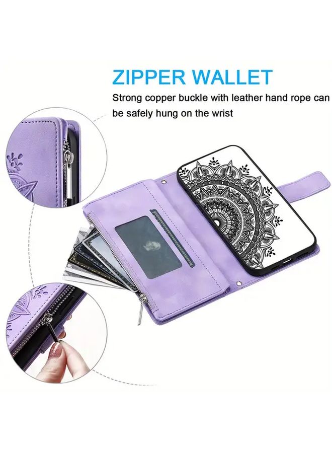 حافظة جلدية رمادية بشكل محفظة زهور قابلة للطي لهاتف Samsung Galaxy S23 - Image 4