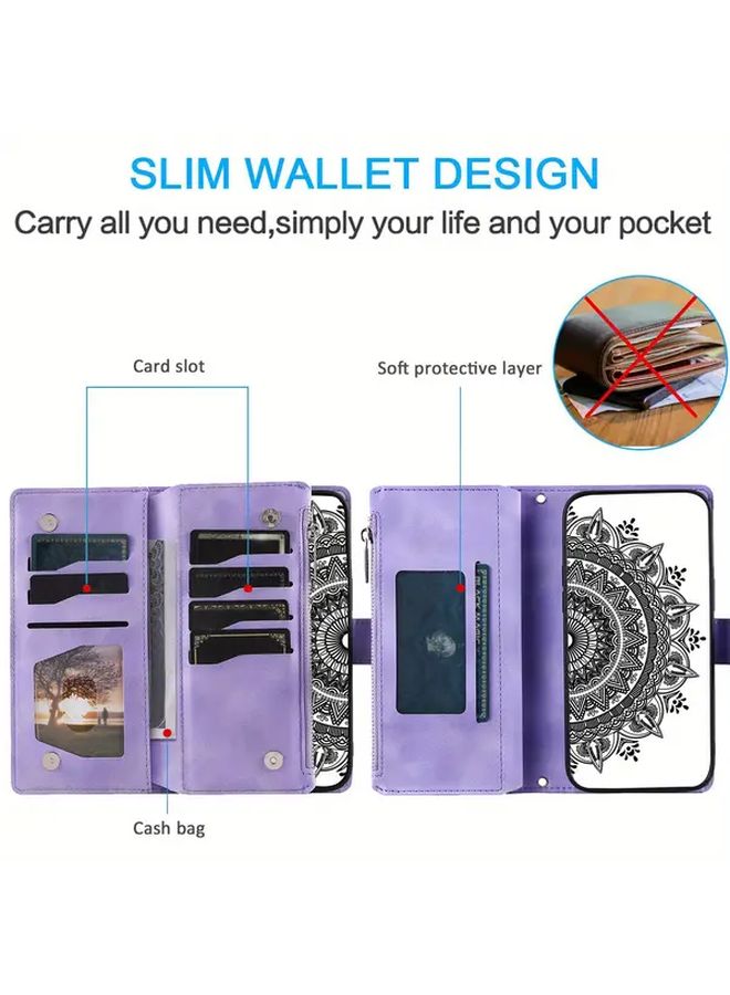 حافظة جلدية رمادية بشكل محفظة زهور قابلة للطي لهاتف Samsung Galaxy S23 - Image 3