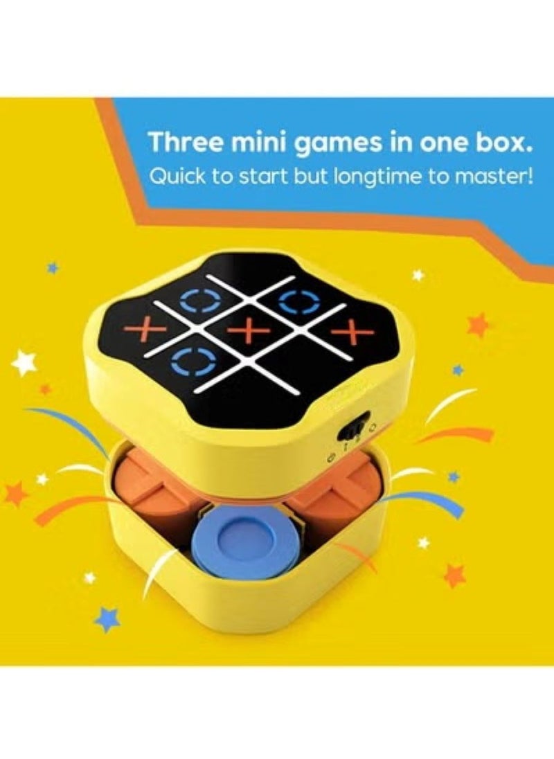 Tic Tac Toe Bolt Game, 3-in-1 Handheld Puzzle Game Console, Portable Travel Games for Educational and Memory Growth, Fidget Toys Board Games for Kids and Adults, Birthday Gifts for All Ages
