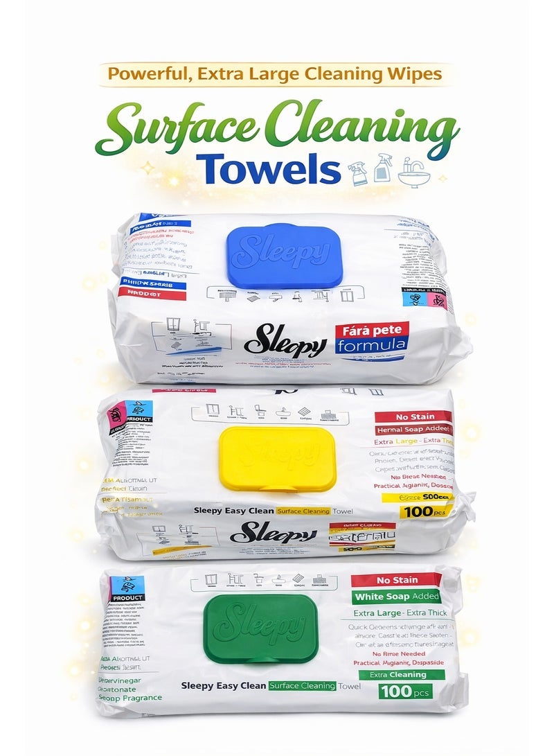 Sleepy 3 Pack of Cleaning Wipes – Extra Large, Powerful Cleaning (100 Sheets Each Pack) - Image 2
