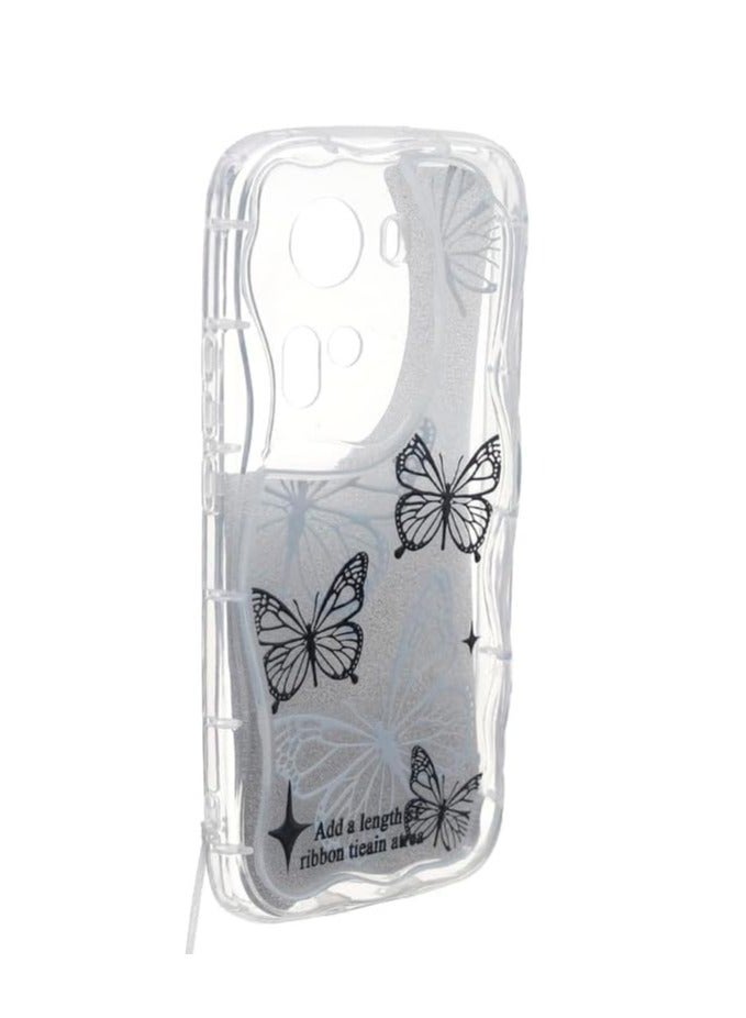 Plastic Back Cover With Series For Oppo Reno 11 5G , Black butter flies - Image 2