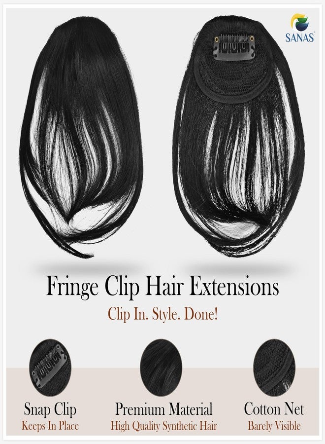 Sanas One Piece Clip in Hair Bangs (1 Pc) Fake Fringe Hairpiece Extensions with Flicks Faux in Front Hair Extension Real Looking Hair Instant Clip-On Bangs (1 Pc) (Black) - Image 3