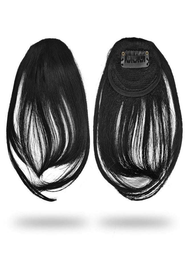 Sanas One Piece Clip in Hair Bangs (1 Pc) Fake Fringe Hairpiece Extensions with Flicks Faux in Front Hair Extension Real Looking Hair Instant Clip-On Bangs (1 Pc) (Black) - Image 1
