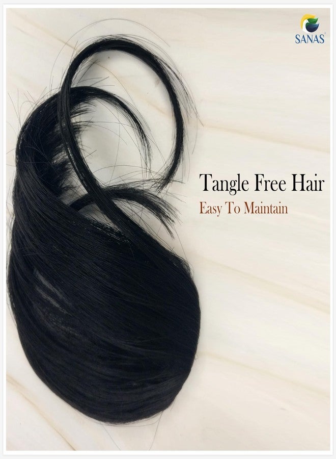Sanas One Piece Clip in Hair Bangs (1 Pc) Fake Fringe Hairpiece Extensions with Flicks Faux in Front Hair Extension Real Looking Hair Instant Clip-On Bangs (1 Pc) (Black) - Image 4