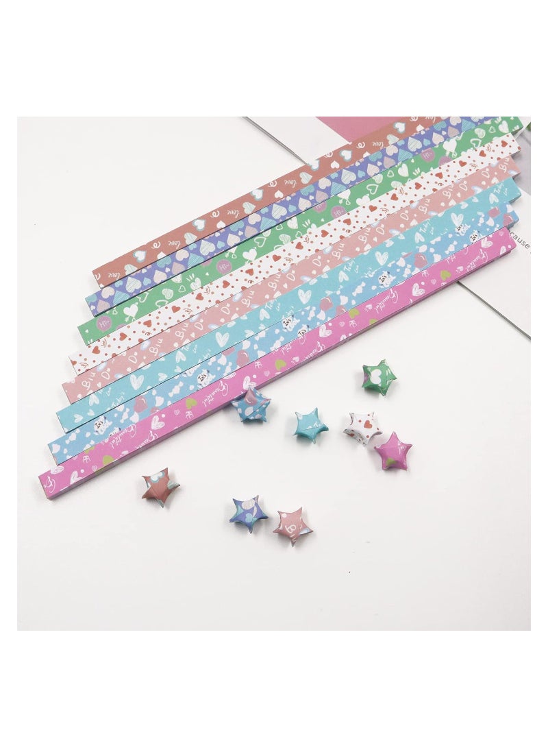 Excefore 3240 Sheets Origami Stars Paper Strips DIY Hand Crafts Heart Lucky Colorful Star 8 different styles Decoration Folding Paper for Arts Crafting Supplies, School Teaching, Heart B  - Image 2