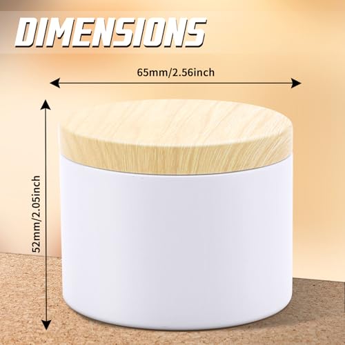 YJHSS 24Pack 4oz Candle Tins with WoodGrain Printing Lids Metal Candle Jars for Candle Making Empty Containers Vessels Bulk for Small Business Beginners DIY Storage Wood White - Image 3