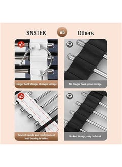 HOOKOR 9 Layers Pants Hangers Space Saving, 2 Pack Non Slip Multifunctional Pants Rack, Closet Organizer with Hooks for Jeans Trousers Skirts Scarf, QXSAJ384  - Image 2