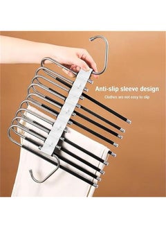 HOOKOR 9 Layers Pants Hangers Space Saving, 2 Pack Non Slip Multifunctional Pants Rack, Closet Organizer with Hooks for Jeans Trousers Skirts Scarf, QXSAJ384  - Image 3