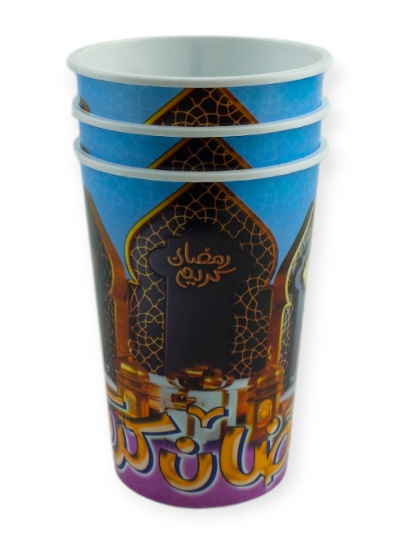 أكواب رمضان البلاستيكية القابلة لإعادة الاستخدام - 3 قطع.  - Image 2