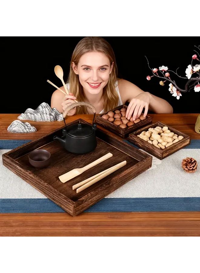 Handcrafted 5 Piece Vintage Dinnerware Set Oak Walnut Wood - Image 1