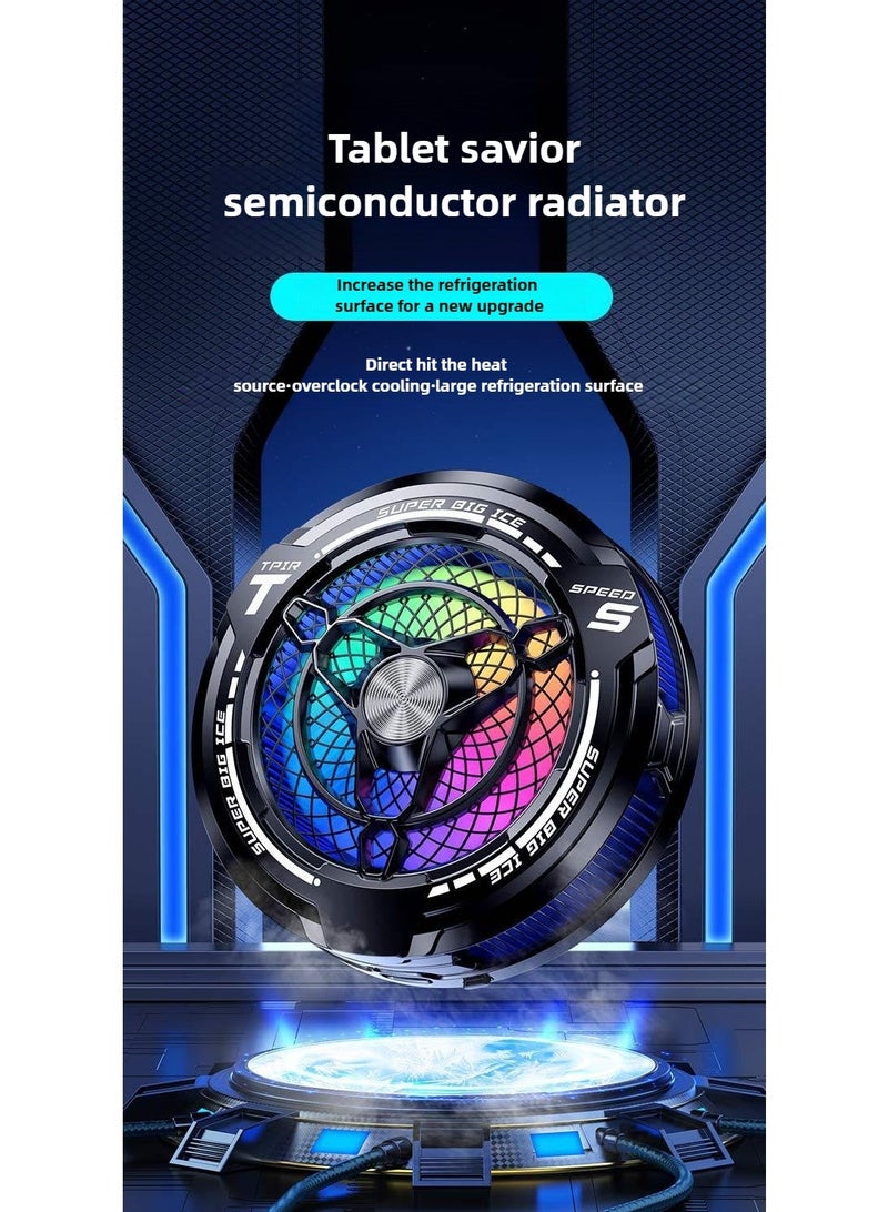 Zaina 45W Magnetic Semiconductor Tablet with Temperature Display Cooler Large Area AI Powerful Cooling Fan Radiator for IPad Gaming with RGB Colorf Lights - Image 2