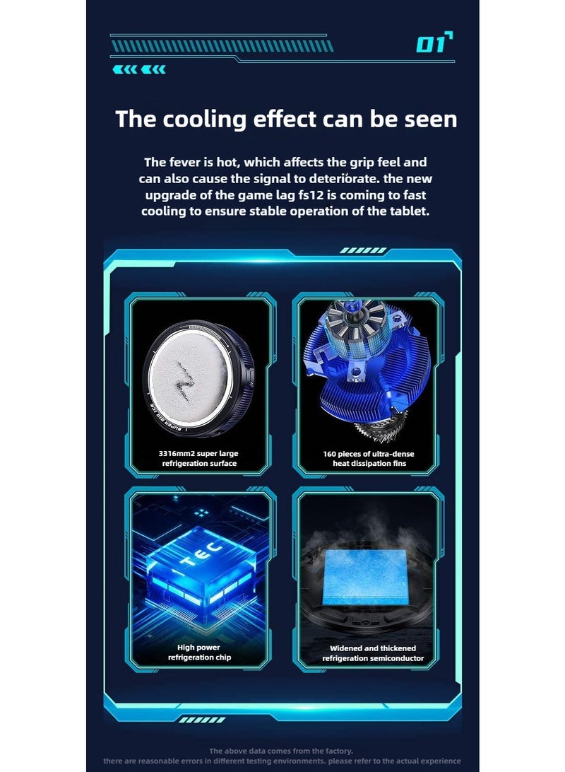Zaina 45W Magnetic Semiconductor Tablet with Temperature Display Cooler Large Area AI Powerful Cooling Fan Radiator for IPad Gaming with RGB Colorf Lights - Image 3