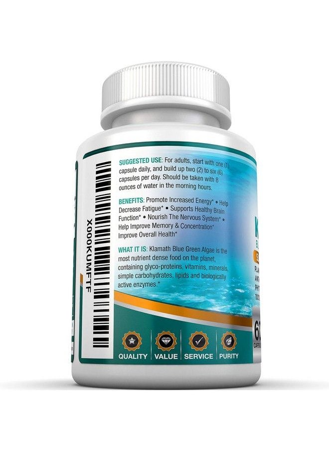 BRI Nutrition - Klamath Blue Green Algae More Effective Than Spirulina Or Chlorella From The Clean Pure Source Of Klamath Lake 500Mg 60Ct Gel Capsules - Image 1