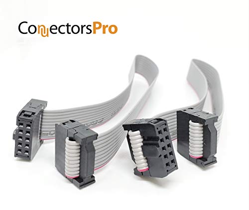 Connectors Pro IDC 2-Pack 20cm 8" Length 10 Pins 10P 2.54mm FC Dual Rows 0.1" Pitch Connectors Female Sockets on Silver Flat Ribbon Cable, Net Length is 7 inches 18cm F/F (10P-20cm-2PK) - Image 3
