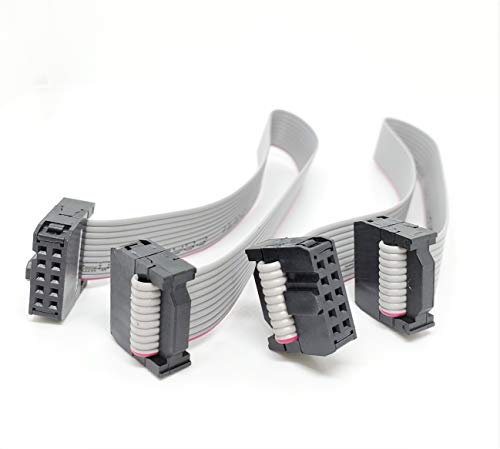 Connectors Pro IDC 2-Pack 20cm 8" Length 10 Pins 10P 2.54mm FC Dual Rows 0.1" Pitch Connectors Female Sockets on Silver Flat Ribbon Cable, Net Length is 7 inches 18cm F/F (10P-20cm-2PK) - Image 1