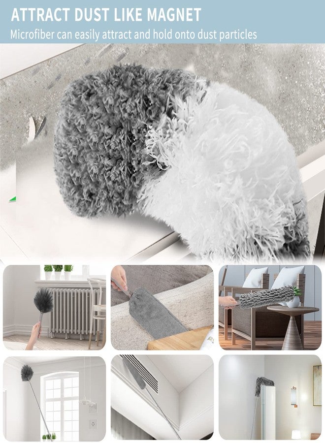 AULTONG Microfiber Feather Duster with Extension Pole 30 to 100 inches, Reusable,Bendable, Washable Dusters for Cleaning Ceiling Fan, High Ceiling, Blinds, Furniture & Cars, 12PCS - Image 4