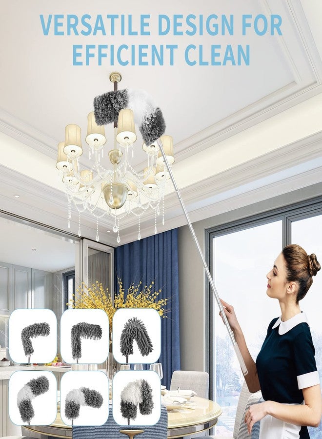 AULTONG Microfiber Feather Duster with Extension Pole 30 to 100 inches, Reusable,Bendable, Washable Dusters for Cleaning Ceiling Fan, High Ceiling, Blinds, Furniture & Cars, 12PCS - Image 2
