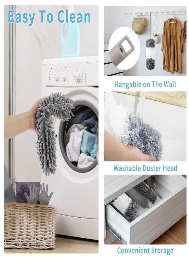 AULTONG Microfiber Feather Duster with Extension Pole 30 to 100 inches, Reusable,Bendable, Washable Dusters for Cleaning Ceiling Fan, High Ceiling, Blinds, Furniture & Cars, 12PCS - Image 5