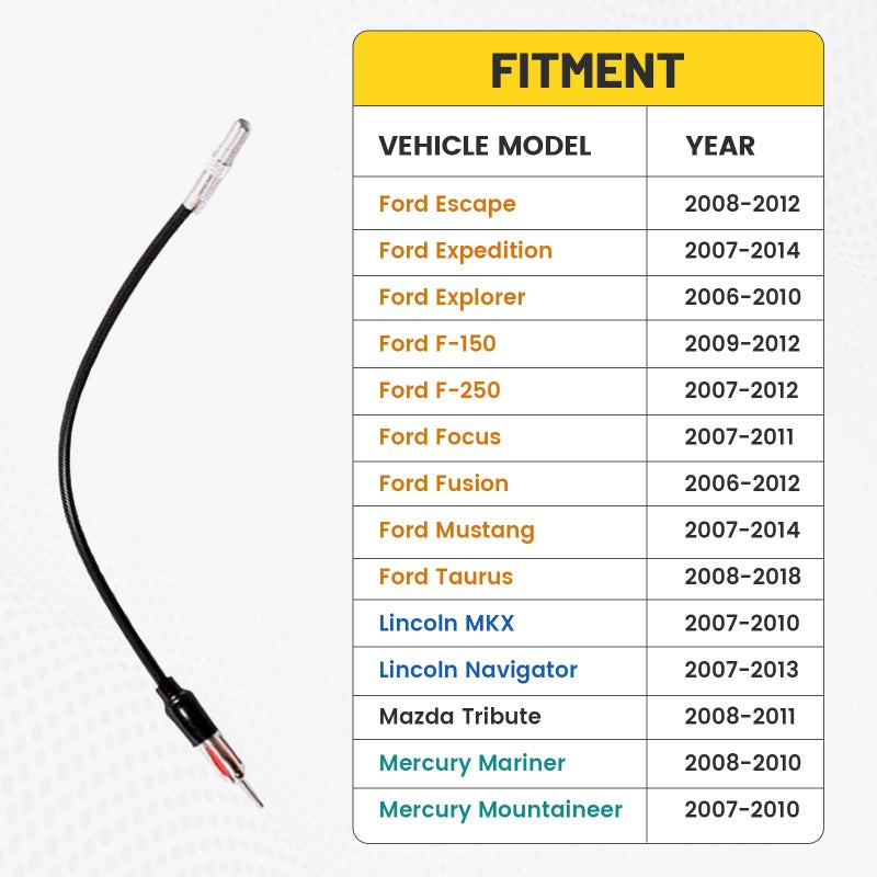 Anina Aftermarket Radio Antenna Adapter Connector Plug for Select 2006-2014 Ford F150 Explorer Mustang Fusion Lincoln Mercury - Image 4