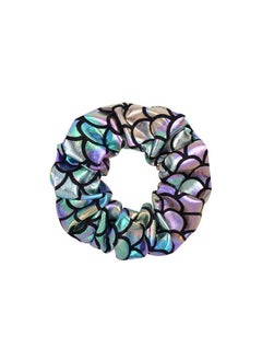 KOOMAGIC 12 Pcs Shiny Mermaid Dance Cheer Hair Scrunchies For Thick Hair School Performance/Sports/Practice/Party/Gymnastics Metallic Scrunchie Ponytail Holder Wrist For Girls Cosplay Show (Black Colour)  - Image 2