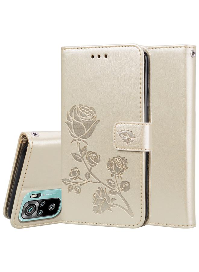 Case For Xiaomi Redmi Note 10 Rose Embossed Horizontal Flip PU Leather Case with Holder & Card Slots & Wallet