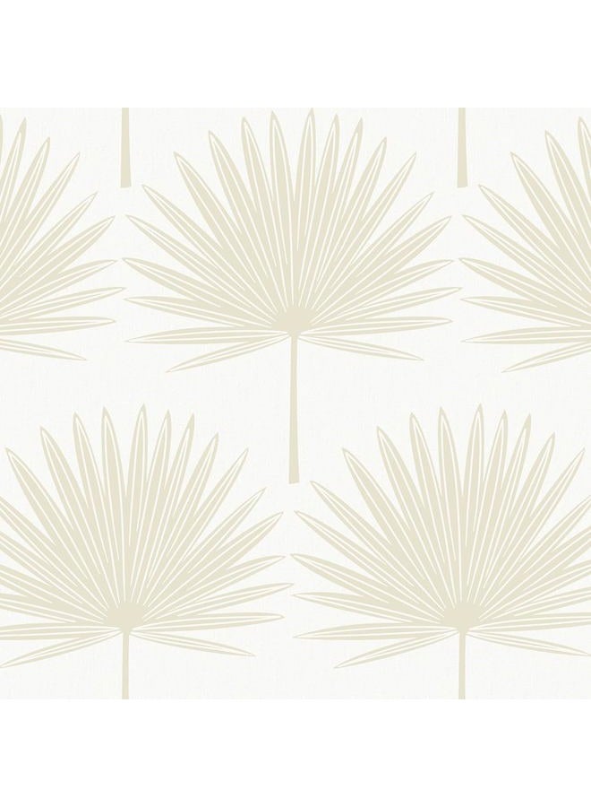 Tempaper Sandstone & Off-White Stamped Palm Removable Peel and Stick Boho Wallpaper, 20.5 in X 16.5 ft, Made in The USA - Image 1