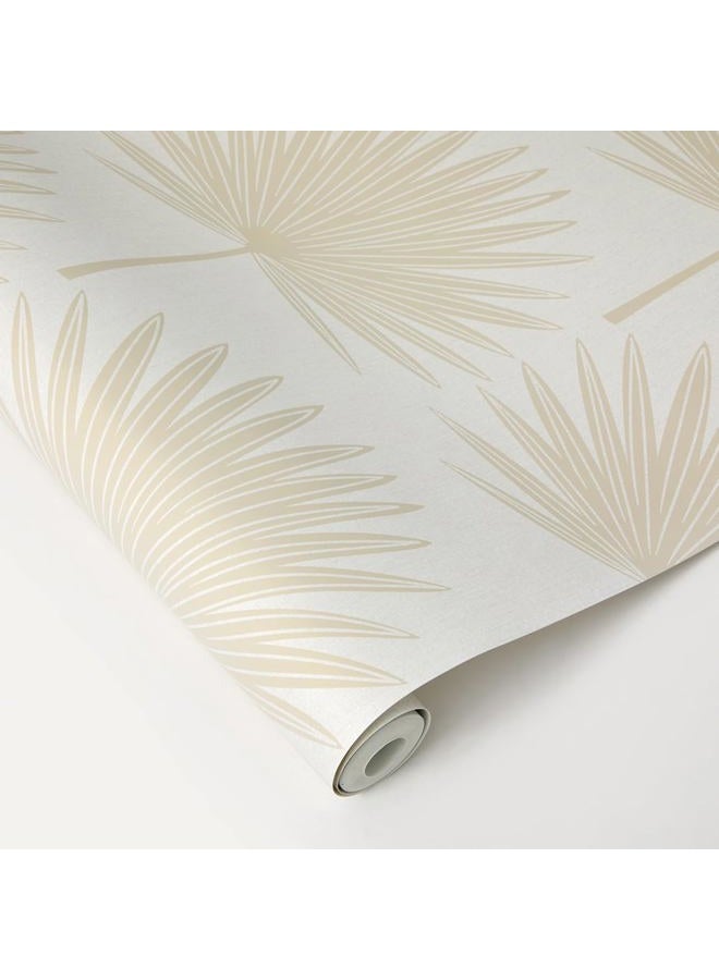 Tempaper Sandstone & Off-White Stamped Palm Removable Peel and Stick Boho Wallpaper, 20.5 in X 16.5 ft, Made in The USA - Image 5