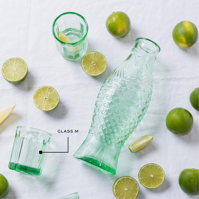 Serax Drinking Glasses Set of 4 | Fish & Fish glassware by Paola Navone | 7.44 FL oz Clear Green Water Glass Cups without Lids | Home Essentials, Kitchen Set | Drinks, Juice, Coffee - Image 5