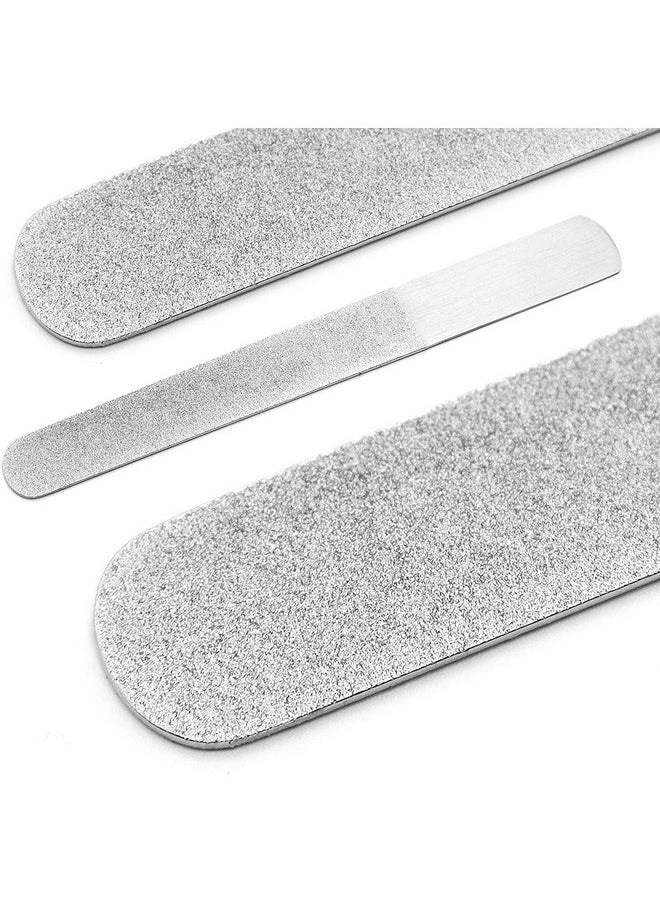 Sweetpea - Sweetpea �1 Pieces Diamond Nail File Set Stainless Steel Double Side Nail File Metal Buffer File Manicure Files Natural Nail Emery Boards For Salon Home And Travel Women Men (Silver) - Image 1