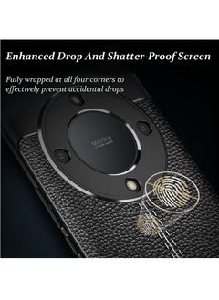 Homeosoobone Compatible Huawei Honor X9A 5G Case Anti-Slip Lychee Pattern Cover with 2 Tempered Glass Screen Protector Blue  - Image 2