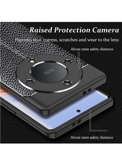 Homeosoobone Compatible Huawei Honor X9A 5G Case Anti-Slip Lychee Pattern Cover with 2 Tempered Glass Screen Protector Blue  - Image 3