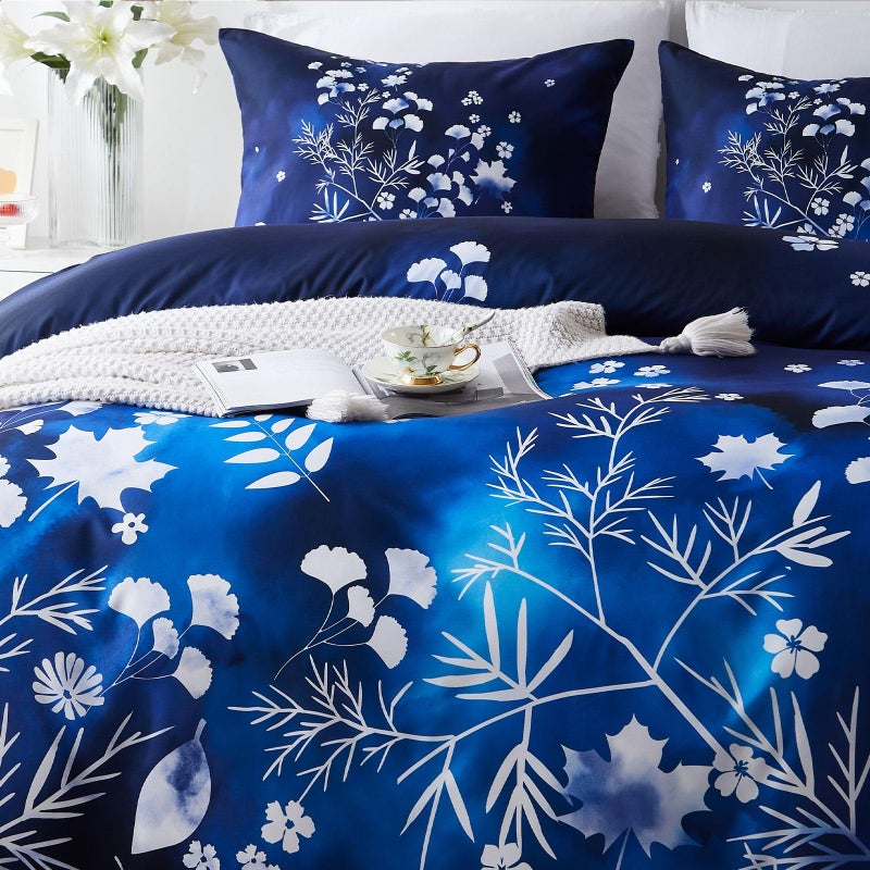 Cupocupa Duvet Cover Queen Size Set Boho Floral Pattern Queen Duvet Cover Set for Queen Size Bed Vintage Soft Bedding Leaf Print Duvet Cover with Pillowcases - Image 3