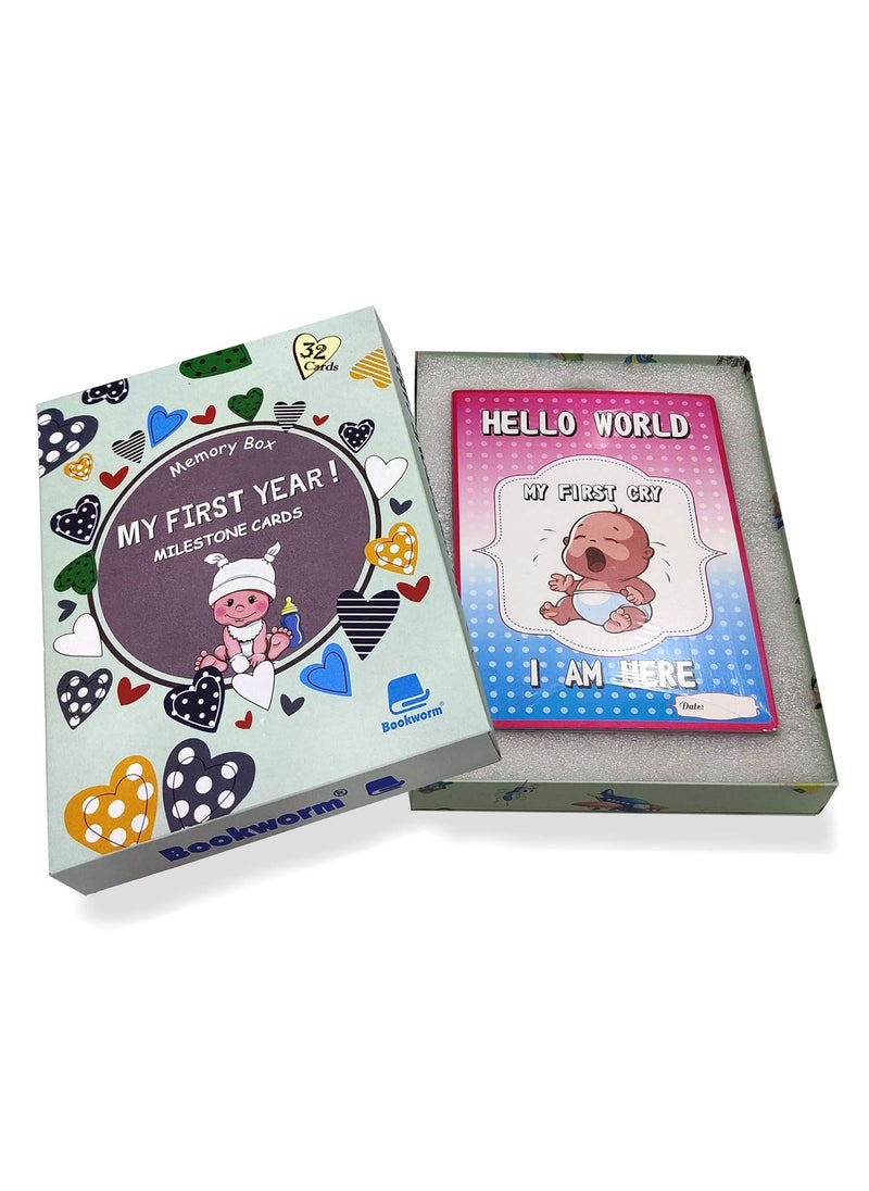 Bookworm Bookworm Baby Milestone Cards: Cute & Colorful Gift For New Parents, Newborns - Set of 32- Multi color  - Image 4
