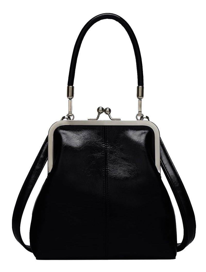 Jusavie Women's Kiss Lock Crossbody Bag PU Leather Kiss Clasp Purse Handbags Crossbody Shoulder Bags Hobo Tote Purses Wallet - Image 1