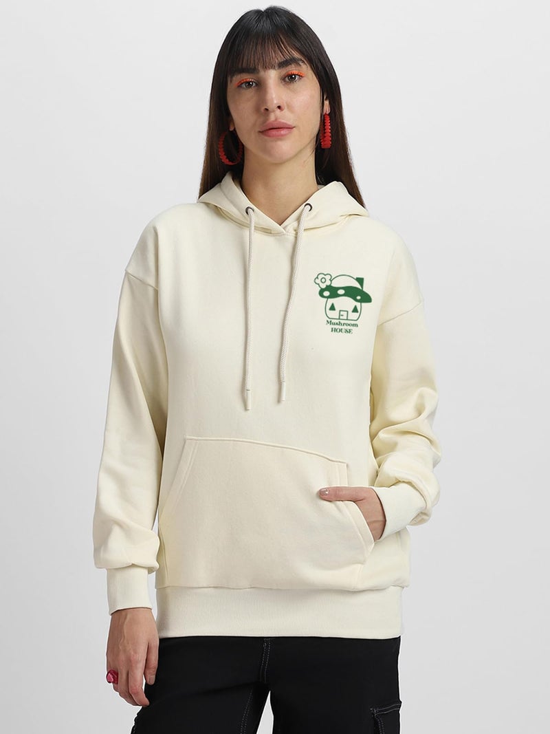 JUNEBERRY® Cotton Fleece Regular Fit Hooded Sweatshirt Lastest Back Graphic Printed Winter Hoodies for Women (W02_Mushroom_MRSMLW_M) - Image 3