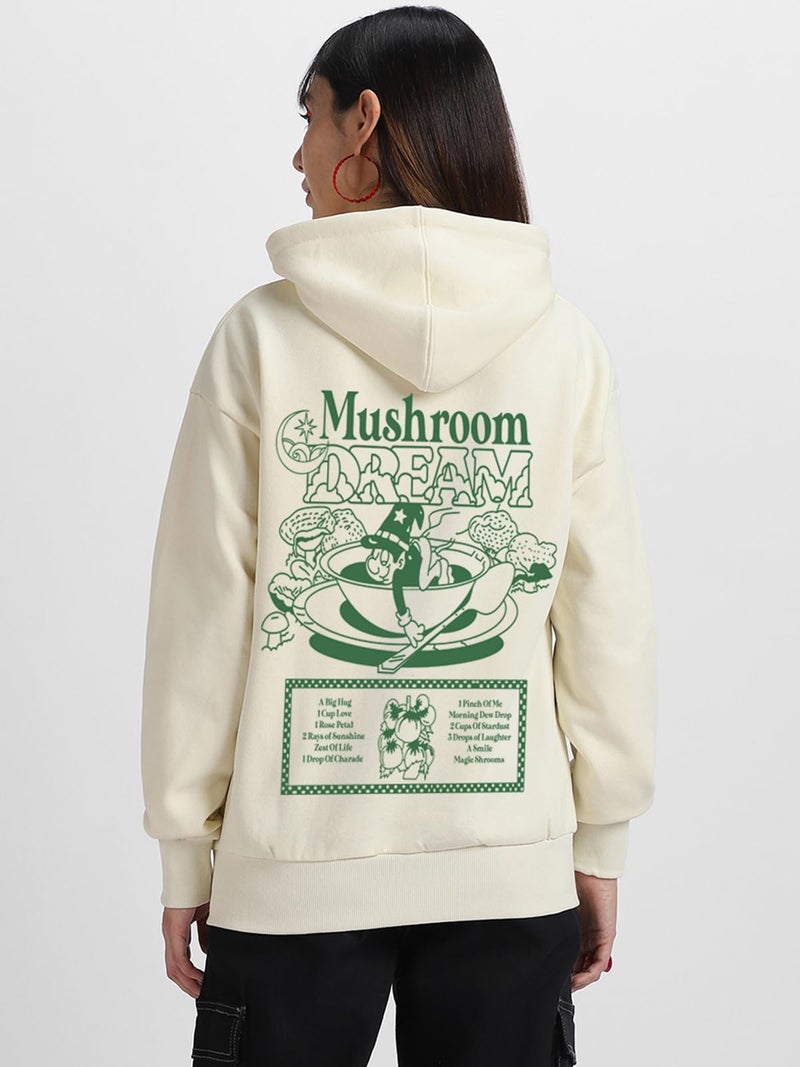 JUNEBERRY® Cotton Fleece Regular Fit Hooded Sweatshirt Lastest Back Graphic Printed Winter Hoodies for Women (W02_Mushroom_MRSMLW_M) - Image 5