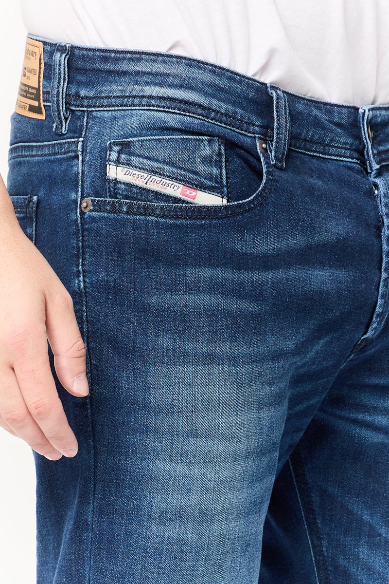 DIESEL جينز ضيق للرجال بتصميم مريح، غسول، قابل للتمدد، أزرق داكن - Image 4