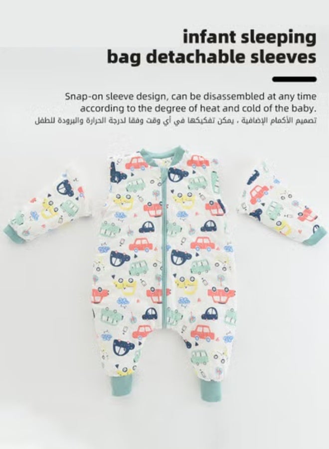 دوكو حقيبة نوم للأطفال، كيس نوم ناعم، بطانية لف، غلاف لفة، بطانيات قطنية قابلة للارتداء مع أكمام وساقين قابلتين للإزالة، سحاب سهل لتغيير الحفاضات، للأطفال حديثي الولادة حتى 3 سنوات - Image 4