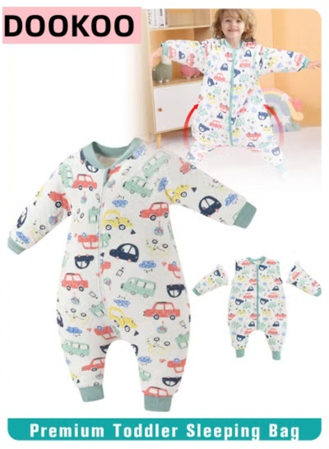 دوكو حقيبة نوم للأطفال، كيس نوم ناعم، بطانية لف، غلاف لفة، بطانيات قطنية قابلة للارتداء مع أكمام وساقين قابلتين للإزالة، سحاب سهل لتغيير الحفاضات، للأطفال حديثي الولادة حتى 3 سنوات - Image 1