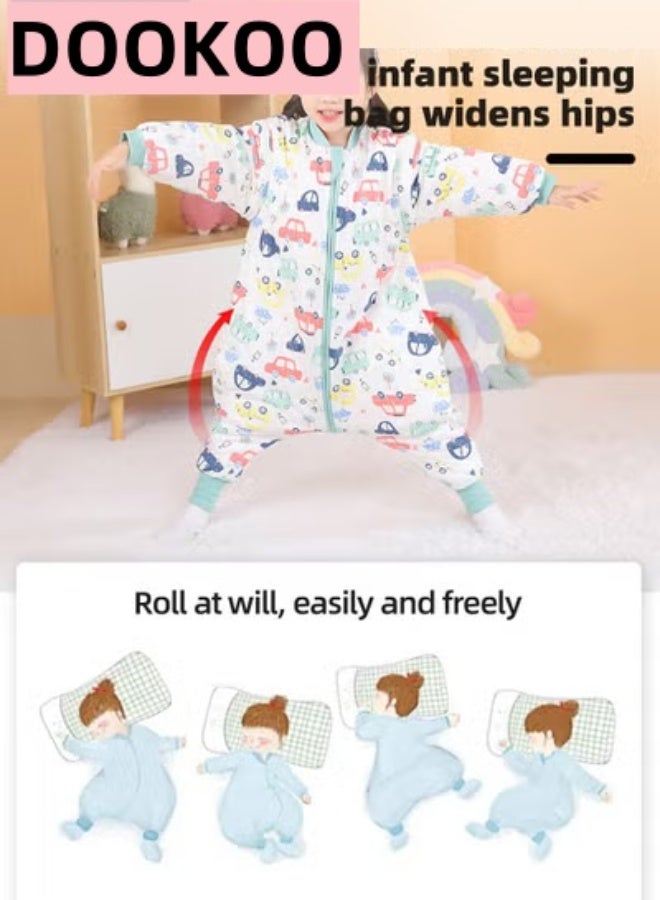 دوكو حقيبة نوم للأطفال، كيس نوم ناعم، بطانية لف، غلاف لفة، بطانيات قطنية قابلة للارتداء مع أكمام وساقين قابلتين للإزالة، سحاب سهل لتغيير الحفاضات، للأطفال حديثي الولادة حتى 3 سنوات - Image 3