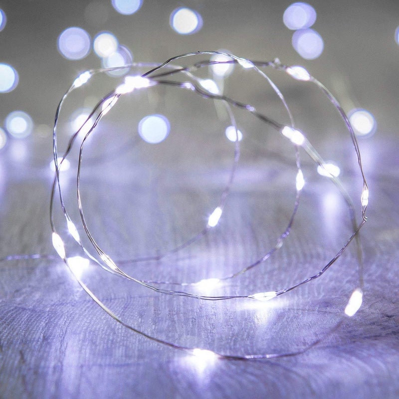 ANJAYLIA (3Meters, White) - 10Ft/3M 30leds Light String Festival Decoration Wire String Light Battery operated on(White) - Image 1
