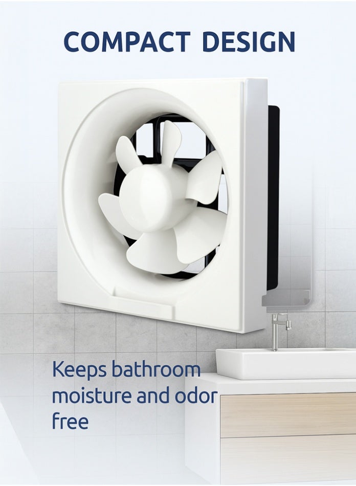 MODI Square Connection 6 Inch Ultra-Quiet Silent Exhaust Fan for Kitchen, Bathroom & Office – Wall Mount Ventilation with Powerful Airflow & Energy-Saving Motor - 20 W - Image 1