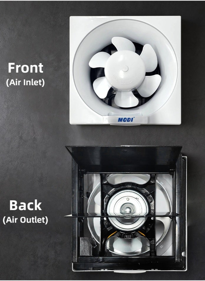 MODI Square Connection 6 Inch Ultra-Quiet Silent Exhaust Fan for Kitchen, Bathroom & Office – Wall Mount Ventilation with Powerful Airflow & Energy-Saving Motor - 20 W - Image 4