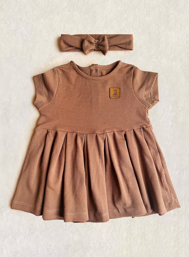 Little Bunnies Girls Waffle Brown Summer Dress