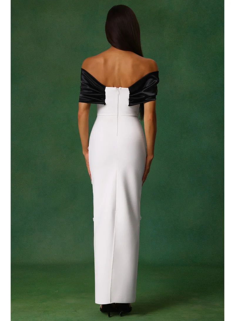 Bella Barnett  Sharla Off-The-Shoulder Diamond Bow Maxi Dress for Women | Best Price UAE